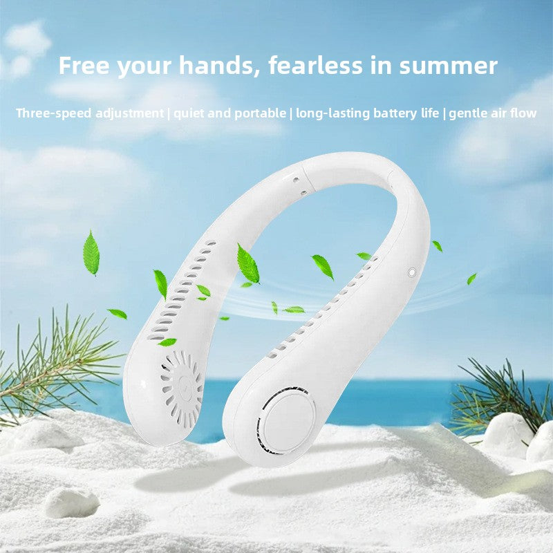 USB Rechargeable Bladeless Neck Hanging Fan