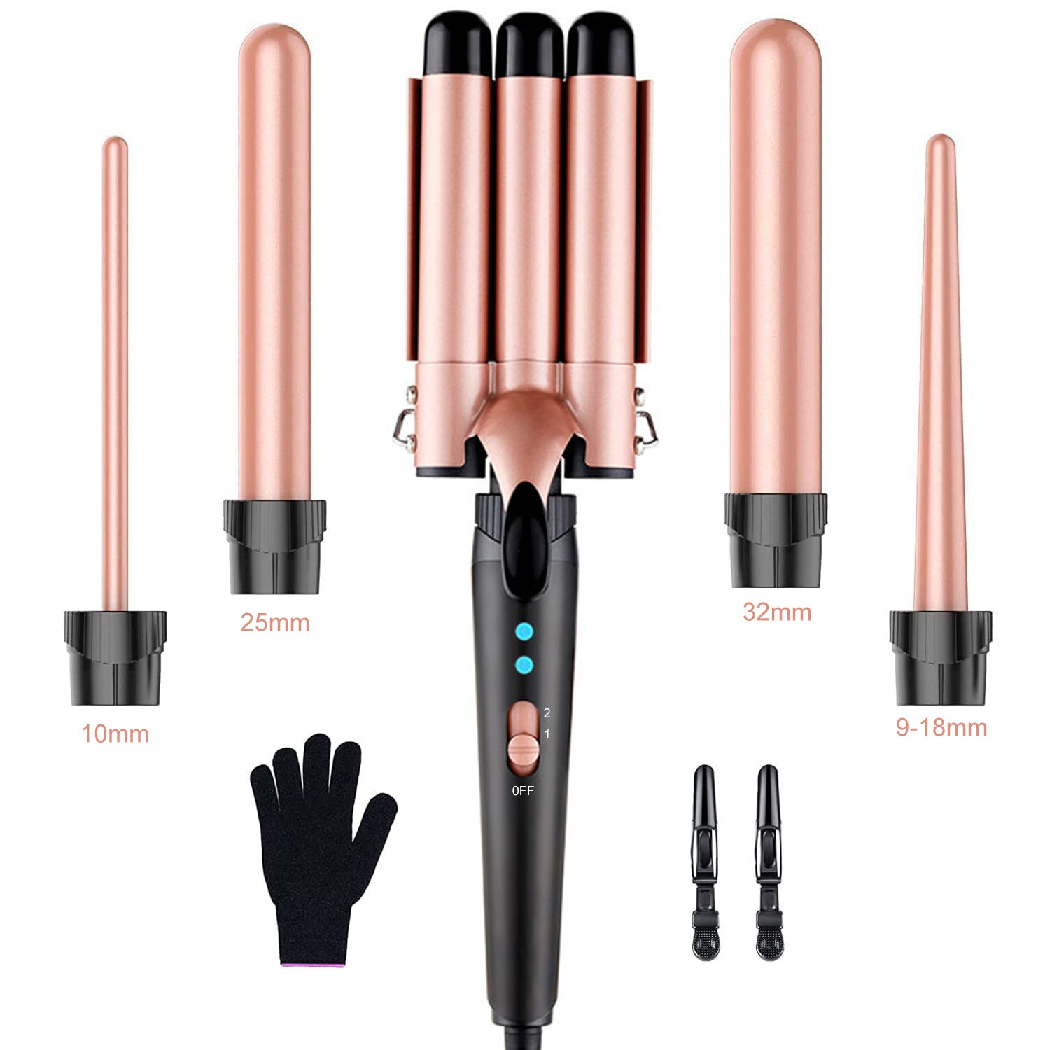 Luxelane 5-in-1 Interchangeable Hair Curler Set | Professional Curling Wand for Every Style