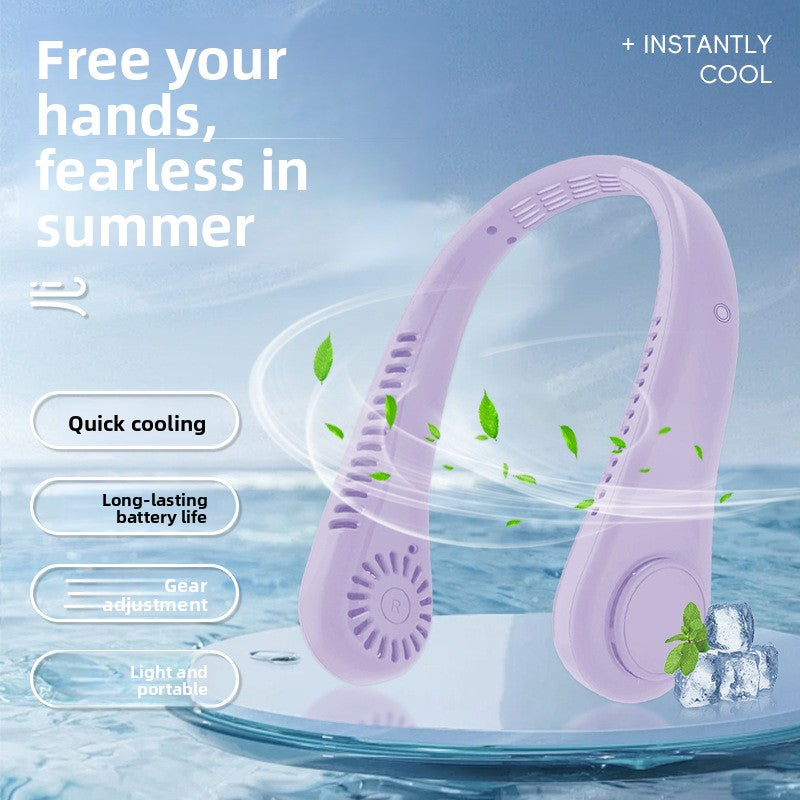 USB Rechargeable Bladeless Neck Hanging Fan